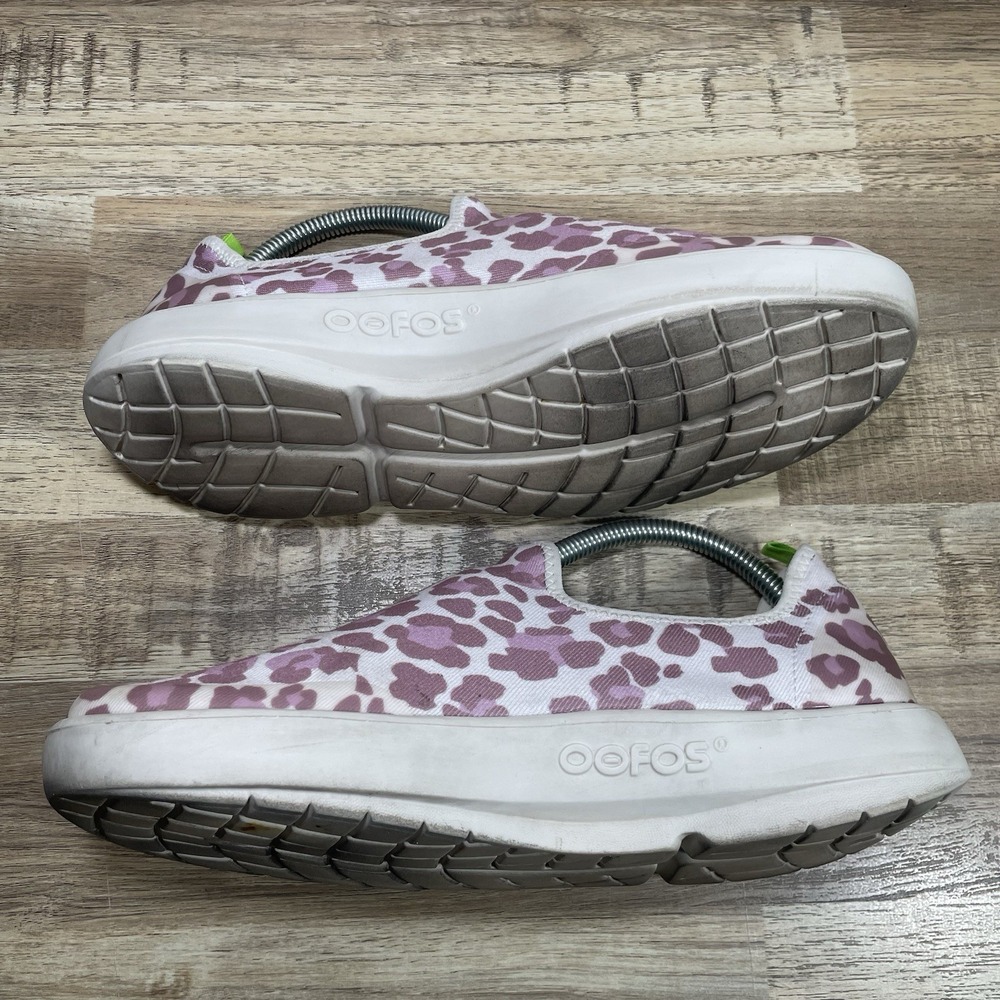 Oofos Oomg Eezee Low Slip-On Comfort Shoe Womens 10 Pink‎ Cream Cheetah Print - Picture 6 of 8